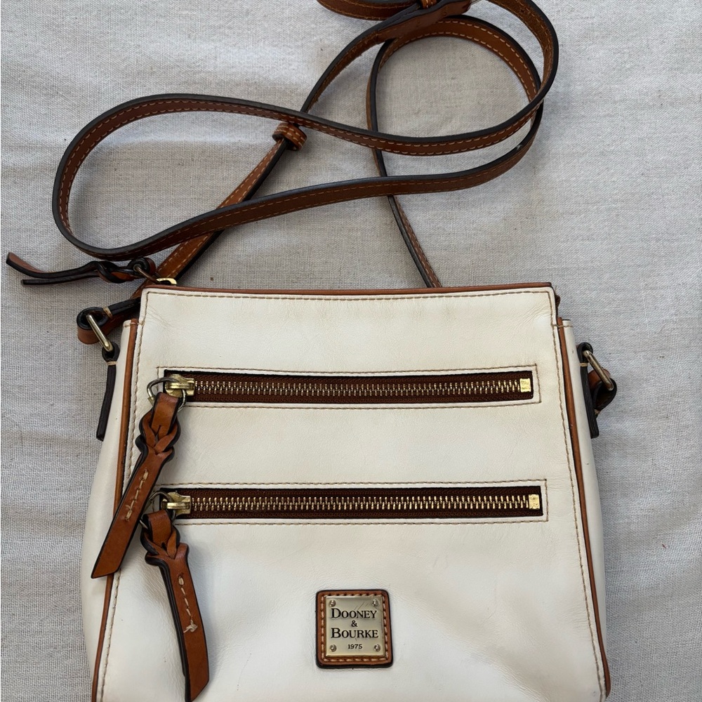 Dooney & Bourke White and Brown Crossbody Bag